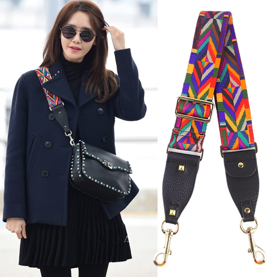 PALAY Canvas Webbing Wide Shoulder Strap Fashion Geometry Pattern Crossbody Strap Adjustable Shoulder Strap for Handbag,Travel Bag, Crossbody Bag PALAY Canvas Webbing Wide Shoulder Strap Fashion Geometry Pattern Crossbody Strap Adjustable Shoulder Strap for Handbag,Travel Bag, Crossbody Bag